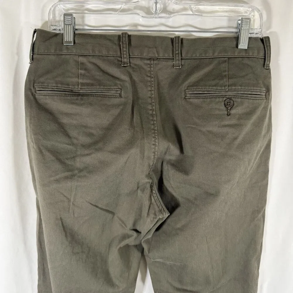 J. Crew Mercantile Pants Men's 31x30 Green Straight Flat Front Flex Cotton Blend